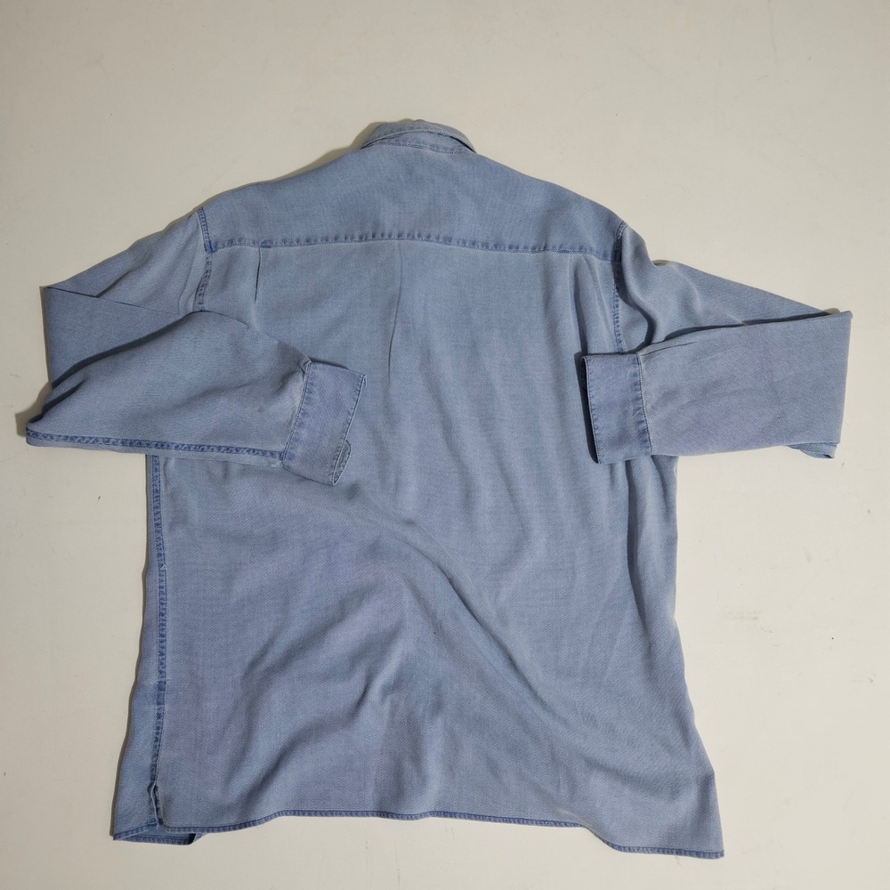 Bugatchi Uomo Mens L Light Blue Textured Long Sleeve Button Down Shirt Pocket - Picture 2 of 6